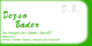 dezso bader business card